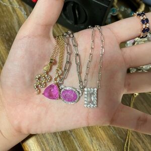 Gold & Silver Pink Gemstone Pendant Necklace Collection